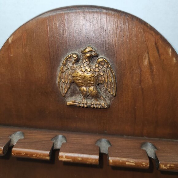 Vintage Wooden Wall-Mounted Souvenir Collector 12 Spoon Rack with Metal Tray - Picture 3 of 7